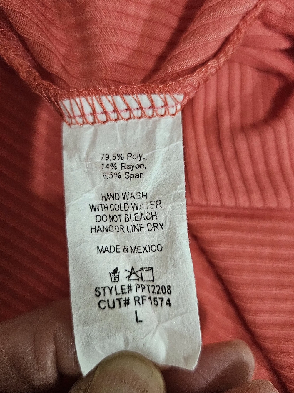 PERFECT PEACH Terracotta Rib Knit Ruffle Flutter Sleeve Top Large - Picture 6 of 8